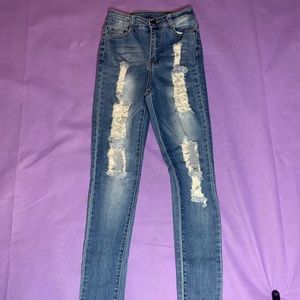 medium washed blue jeans